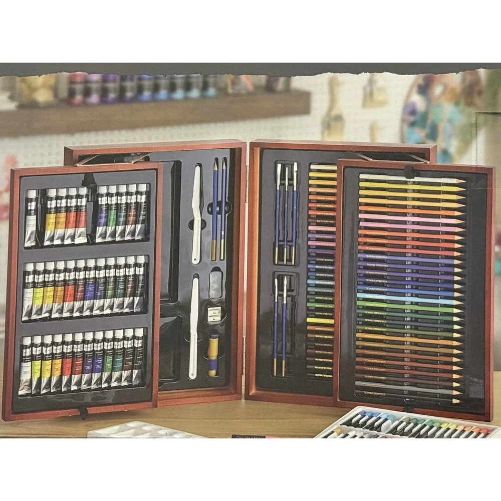 New & Sealed Fine Art Studio Mixed Media Art Set 143 Piece Oil Paint Etc W/ Case